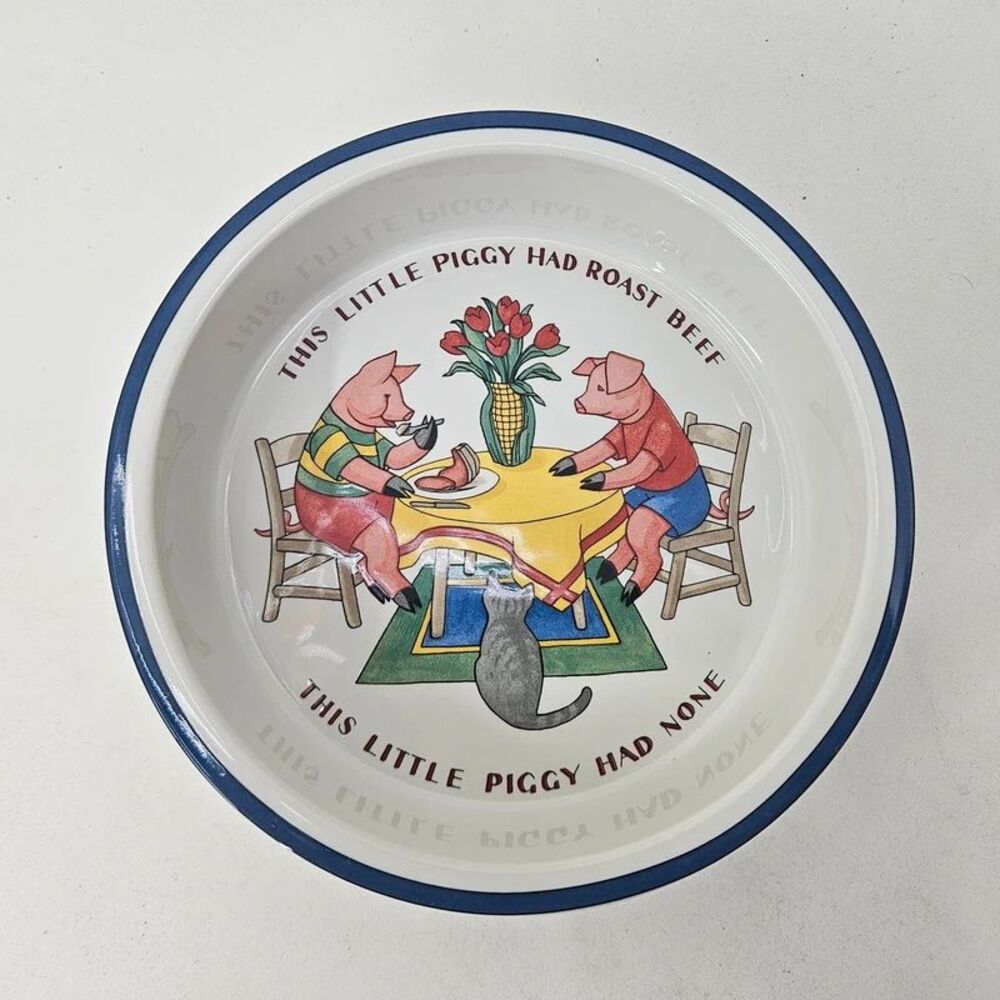 Tiffany & Co. "Five Little Pigs" Ceramic Bowl 1993 Nursery Rhyme Collectible